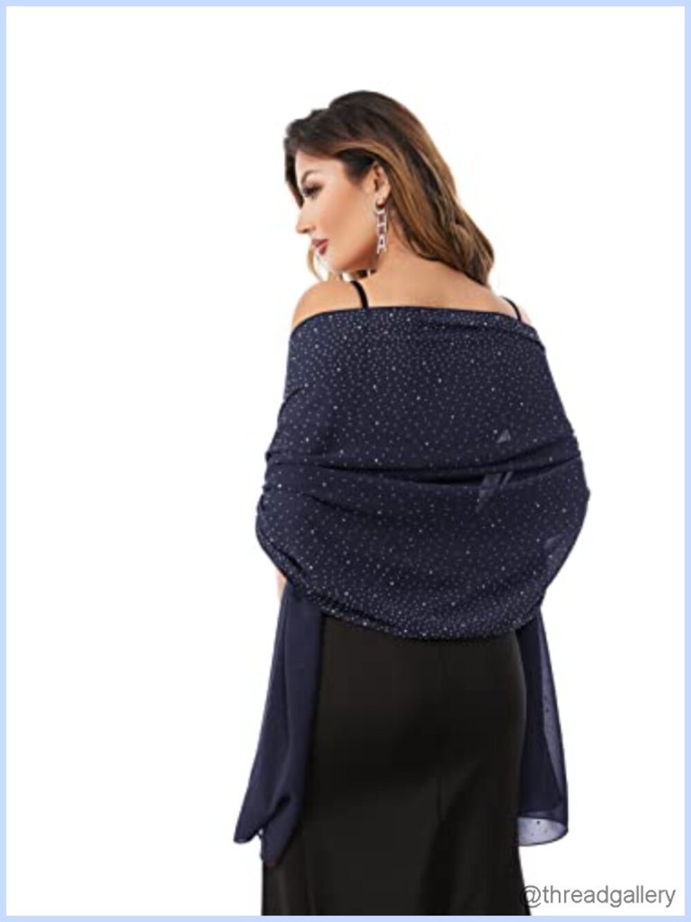 Chiffon Shawl Wrap Rhinestone Evening Dress Scarf Sparkly